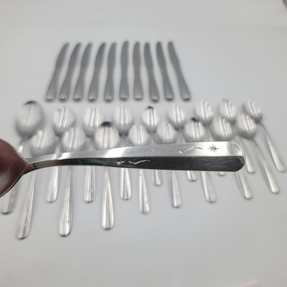 28pc Imperial International Star Time Stainless Flatware Set Atomic Starburst